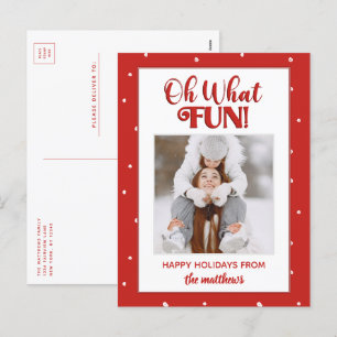 Oh What Roligt Cute Script-julfoto Helg Vykort