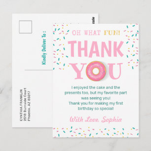 Oh What Roligt Donut Födelsedagsfest Tack Vykort