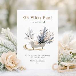 Oh What Roligt Elegant Sleigh Blommigt Photo Jul Julkort