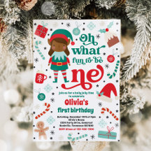 Oh What Roligt Elf jul 1st Birthday Party