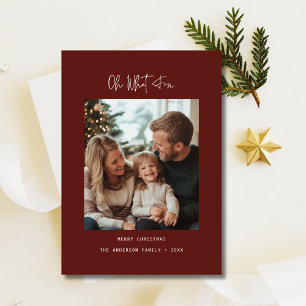 Oh What Roligt Family Baby-julfoto Red Vin Julkort
