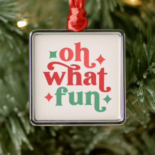 Oh What Roligt - Festive Helgdag Typography Julgransprydnad Metall