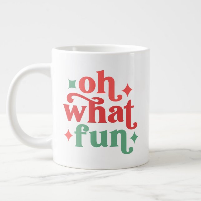 Oh What Roligt - Festive Helgdag Typography Jumbo Mugg (Vänster)