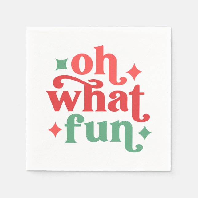 Oh What Roligt - Festive Helgdag Typography Pappersservett (Framsidan)