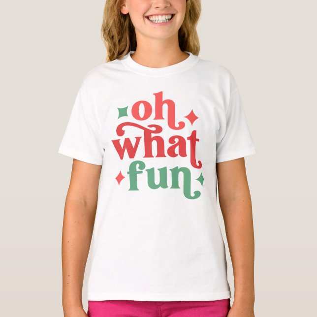 Oh What Roligt - Festive Helgdag Typography T Shirt (Framsida)