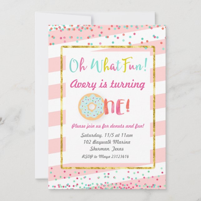 Oh What Roligt First Birthday-inbjudan Inbjudningar (Framsida)