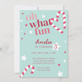 Oh What Roligt Girl Helgdag Födelsedagsfest Inbjudningar