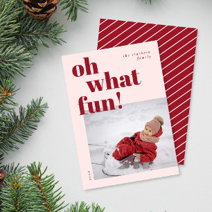 Oh What Roligt Glad helg Candy cane Photo Julkort
