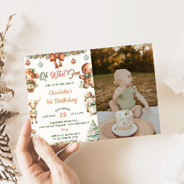 Oh What Roligt jul Cookies 1st Birthday Photo Inbjudningar