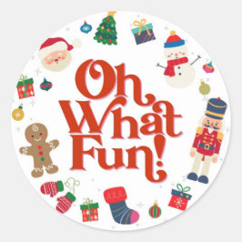 Oh What Roligt Jul Födelsedagsfest Favor Sticker Runt Klistermärke