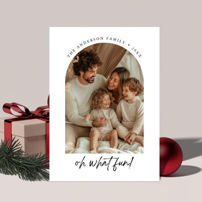 Oh What Roligt julfamiljens Arch Photo Sage Grönt Julkort (Skapare uppladdad)