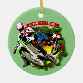 Oh What Roligt Motocross-jul Julgransprydnad Keramik