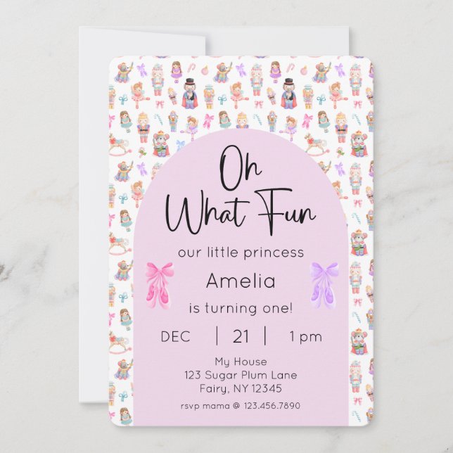 Oh What Roligt Nutcracker 1st Birthday Photo Inbjudningar (Framsida)
