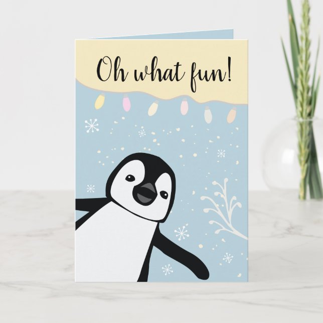 Oh What Roligt | Penguin | Familjejul | Foto Kort (Framsida)