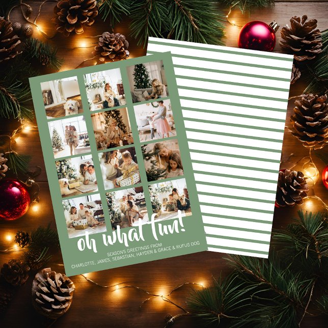 Oh What Roligt Photo Personlig Julkort (Oh What Fun Photo Christmas Personalized Holiday Cards from Ricaso. Add 12 photographs and your text)