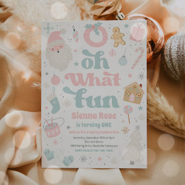 Oh What Roligt Rosa Pastel-Födelsedagsfesten Inbjudningar
