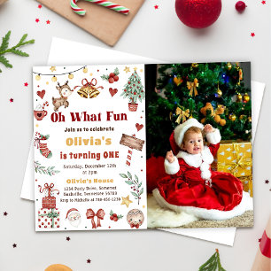 Oh What Roligt Santa Birthday Photo Inbjudningar