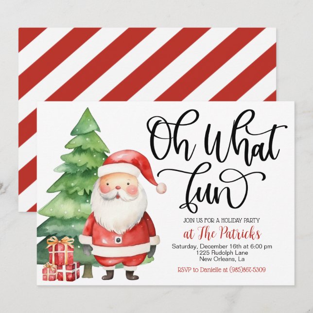 Oh What Roligt Santa Julfest-inbjudan Inbjudningar (Fram/baksida)