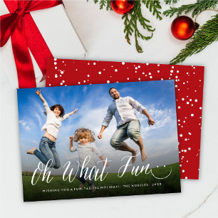 Oh What Roligt Simple Script Cute Smiling Ansikte  Julkort