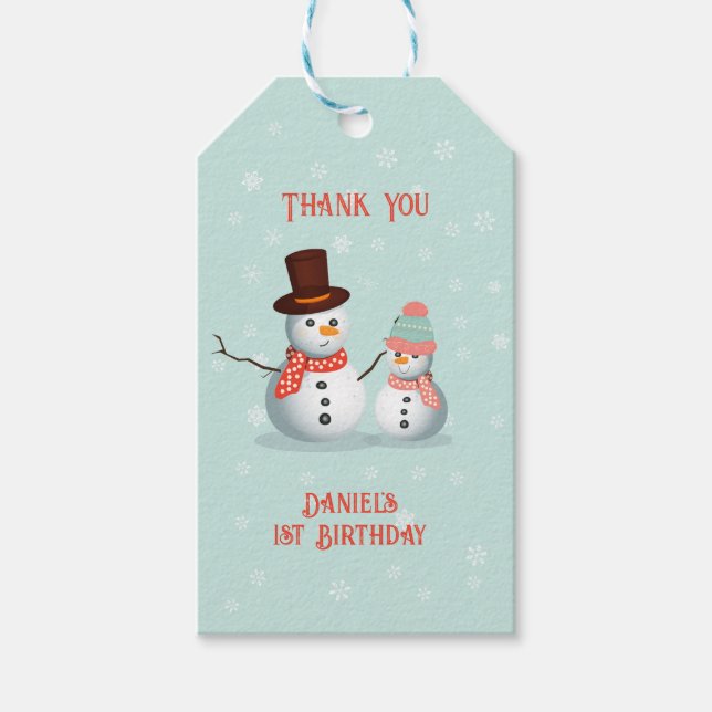 Oh What Roligt Snögubbe Birthday Presentetikett (Framsidan)