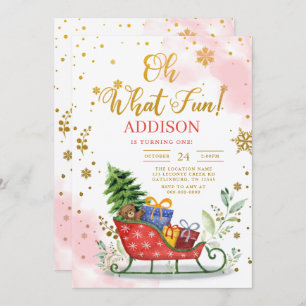 Oh What Roligt Winter Birthday-inbjudan Inbjudningar
