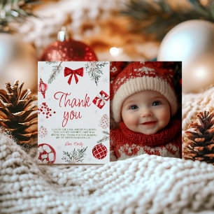 Oh What Roligt Winter Birthday Photo Tackyou Card Inbjudningar