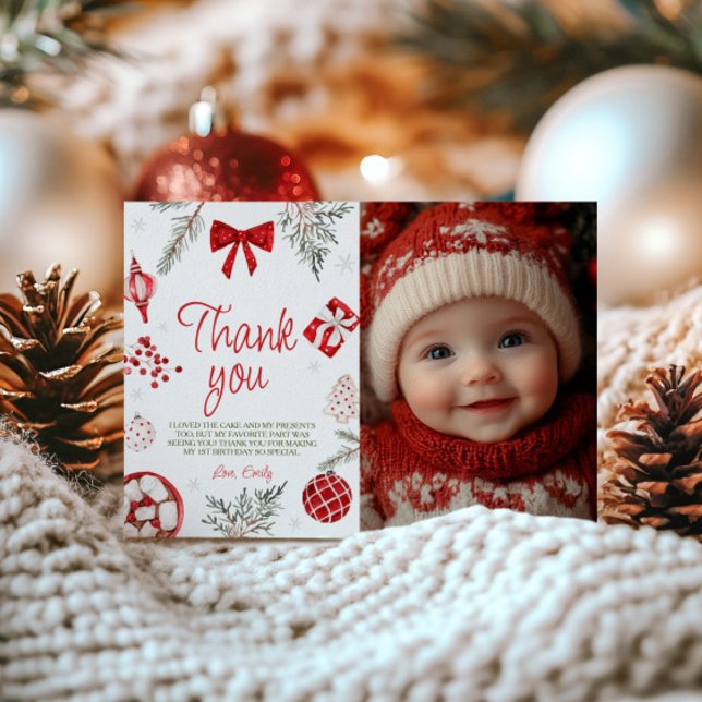 Oh What Roligt Winter Birthday Photo Tackyou Card Inbjudningar (Skapare uppladdad)