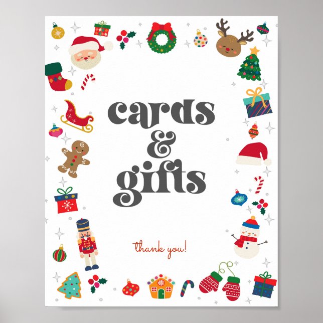 Oh What Roligt Winter jul Card and Gifts Sign Poster (Framsidan)