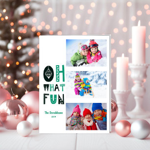 Oh What Roligt Winter Kids Photo Helgdag Card Inbjudningar
