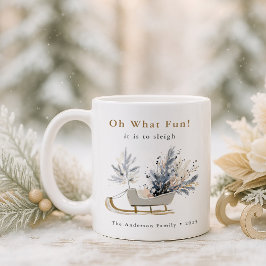 Oh What Roligt Winter Sleigh Blommigt Photo Jul Kaffemugg