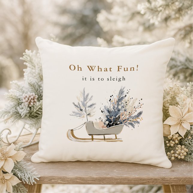 Oh What Roligt Winter Sleigh Blommigt Photo Jul Kudde (Skapare uppladdad)