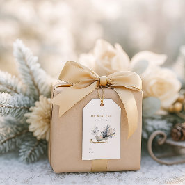 Oh What Roligt Winter Sleigh-Blommigten jul Presentetikett