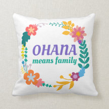 Ohana betyder dekorativ kudde för familj |