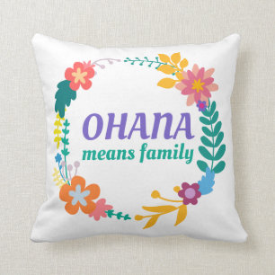 Ohana betyder dekorativ kudde för familj