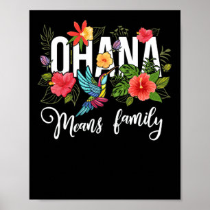 Ohana Elak Familj Hawaii Hibiscus Flower 70's Retr Poster