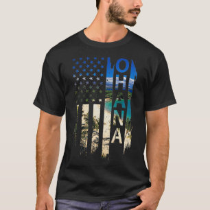 Ohana hawaii Summer Sunset American Flagga Patriot T Shirt