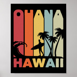Ohana Hawaii Surf outfit 70-tals Retro Familjeseme Poster