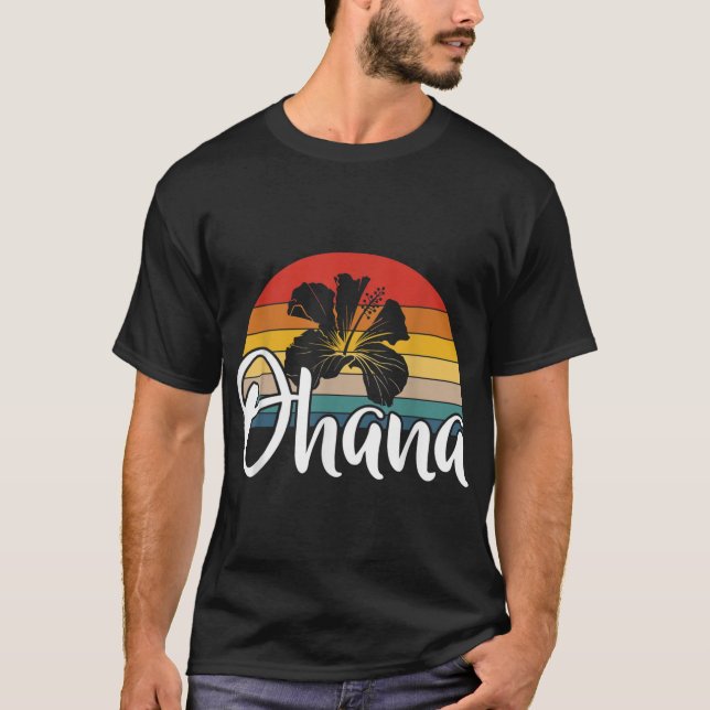 Ohana Hawaiian Hibiscus Flower Retro Hawaii Family T Shirt (Framsida)