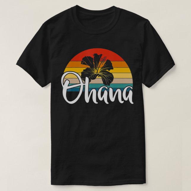 Ohana Hawaiian Hibiscus Flower Retro Hawaii Family T Shirt (Design framsida)