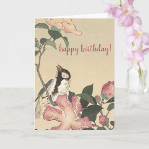 Ohara Koson, Bird and Rosa Flowers - Birthday Kort