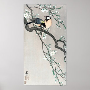 Ohara Koson Birds on Cherry Gren Poster