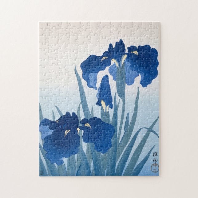 Ohara Koson, Blue Irises - Japansk konst Pussel (Vertikal)