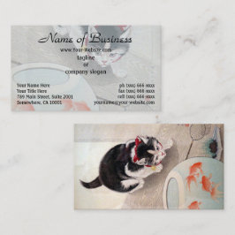 Ohara Koson Cat & Goldfish Bowl japanmålning Visitkort