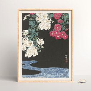 Ohara Koson Chrysanthemums och Running Vatten Japa Poster