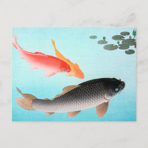 Ohara Koson Common och Golden Carp Poster Vykort