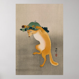 Ohara Koson dansar räv Poster