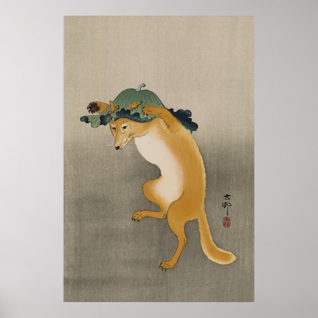 Ohara Koson dansar räv Poster (Framsidan)
