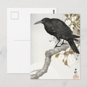 Ohara Koson Kråka Raven,Japanska fågelsilhouet Art Vykort