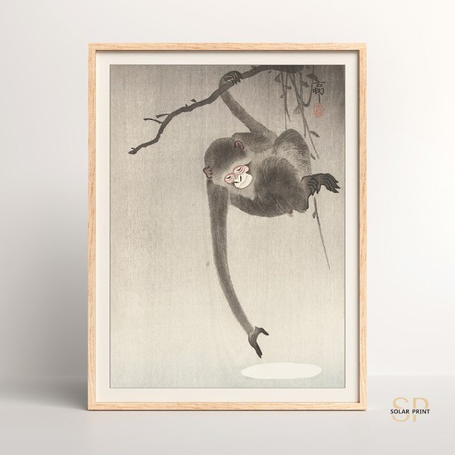 Ohara Koson Monkey och Måne japansk asiatisk konst Poster (Skapare uppladdad)