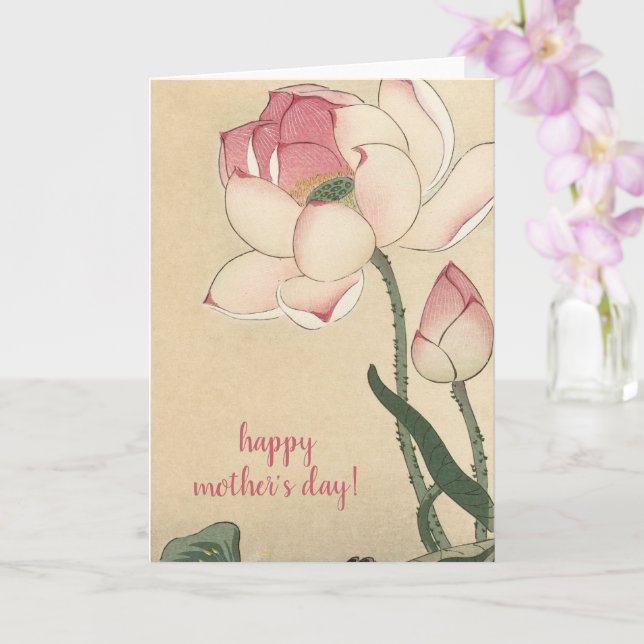 Ohara Koson, Rosa Lotus, Japansk Konst Mors Dag Kort (Orkide)